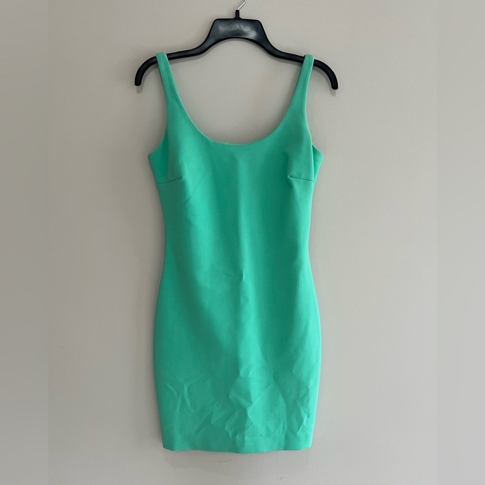 Likely Rounded Neck Body Con Unlined Sheath Sleeveless Mini Dress Aqua Green, 4